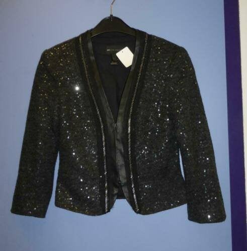 Mango donker grijs/ zwart pailletjes blazer jasje XS 29866
