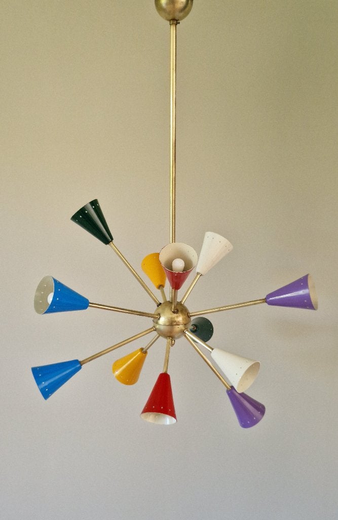 Vintage Stilnovo Sputnik hanglamp, midcentury stijl, 50/60’s, Ophalen of Verzenden, Gebruikt, Metaal, Vintage, Italiaans design, Midcentury, 1950-1960