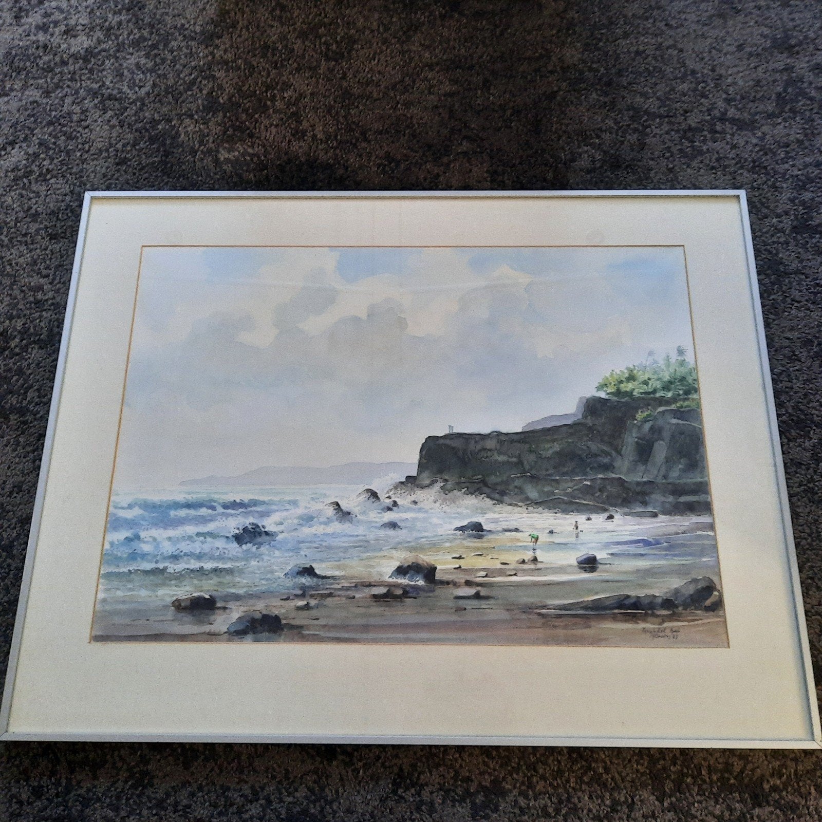 P.A Bruins - Tanah Lot Bali (1989) - Aquarel, Antiek en Kunst, Landschap, Aquarel, Papier/karton, Ophalen of Verzenden