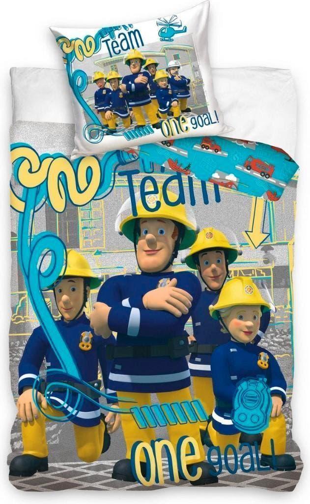 Brandweerman Sam Dekbedovertrek - 140 x 200 cm - Katoen, Kinderen en Baby's, Kinderkamer | Beddengoed, Overige kleuren, Dekbedovertrek