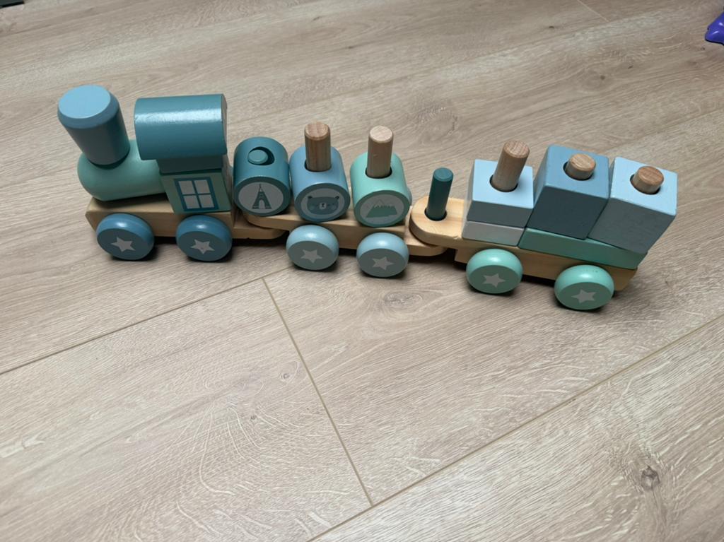 Little Dutch Houten Trein met Stapelblokken, Ophalen of Verzenden, Gebruikt, Duw- of Trekspeelgoed