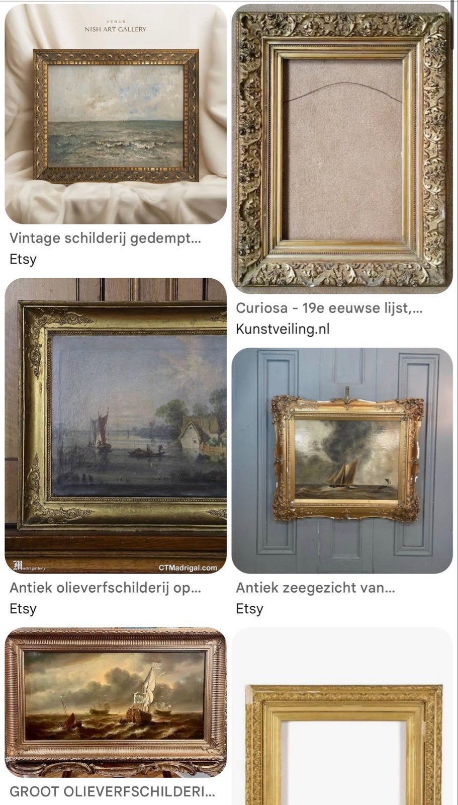 Gezocht: Klassieke gouden schilderijlijst (paneel=22x26 cm), Antiek en Kunst, Ophalen of Verzenden