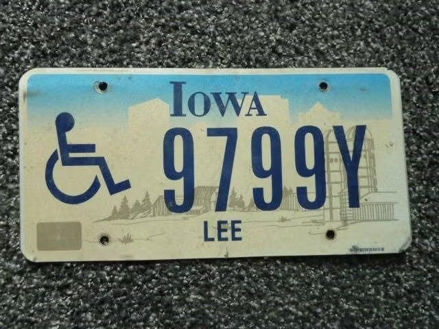 Kentekenplaat licenseplate Iowa Lee USA, Verzenden, Gebruikt, Auto's