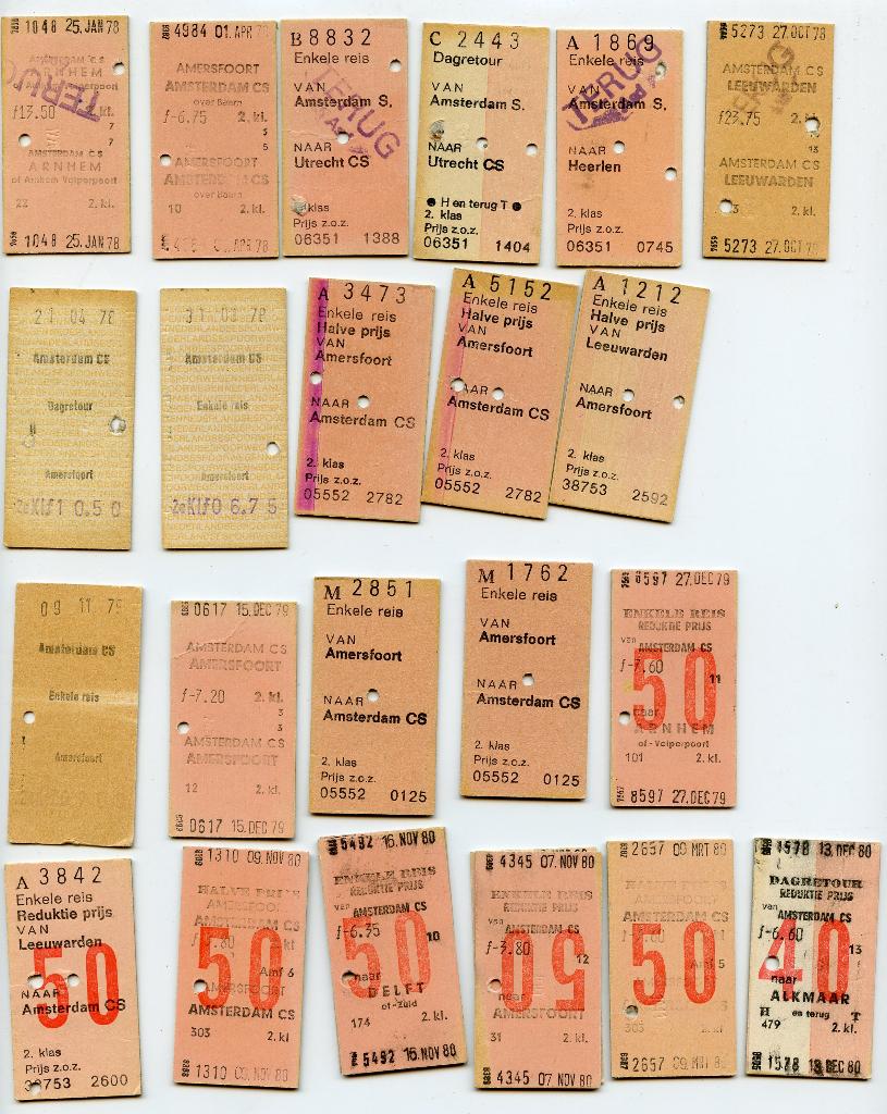 treinkaartjes 1978-1980, Ophalen of Verzenden, Gebruikt, Trein, Overige typen