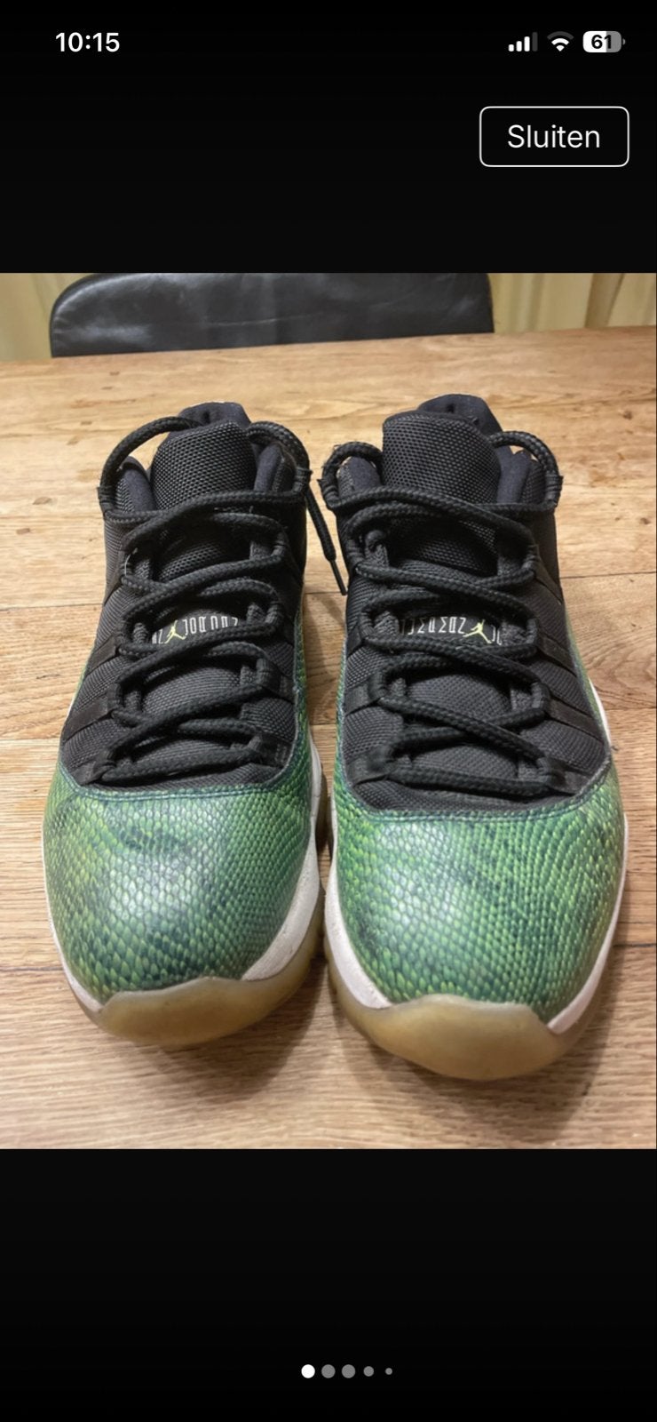 Air Jordan 11 Retro Low Green Snakeskin, Overige kleuren, Ophalen of Verzenden, Sneakers of Gympen, Zo goed als nieuw