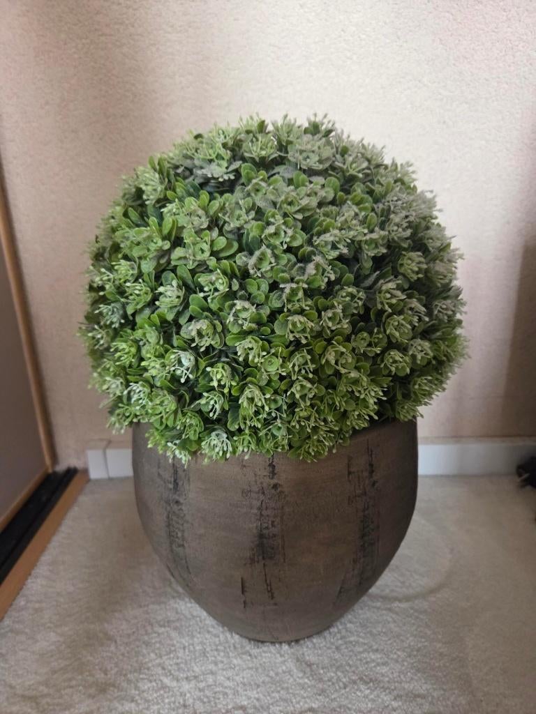 Pot met kunst buxus bol, Ophalen, Groen, Kunstplant, Zo goed als nieuw