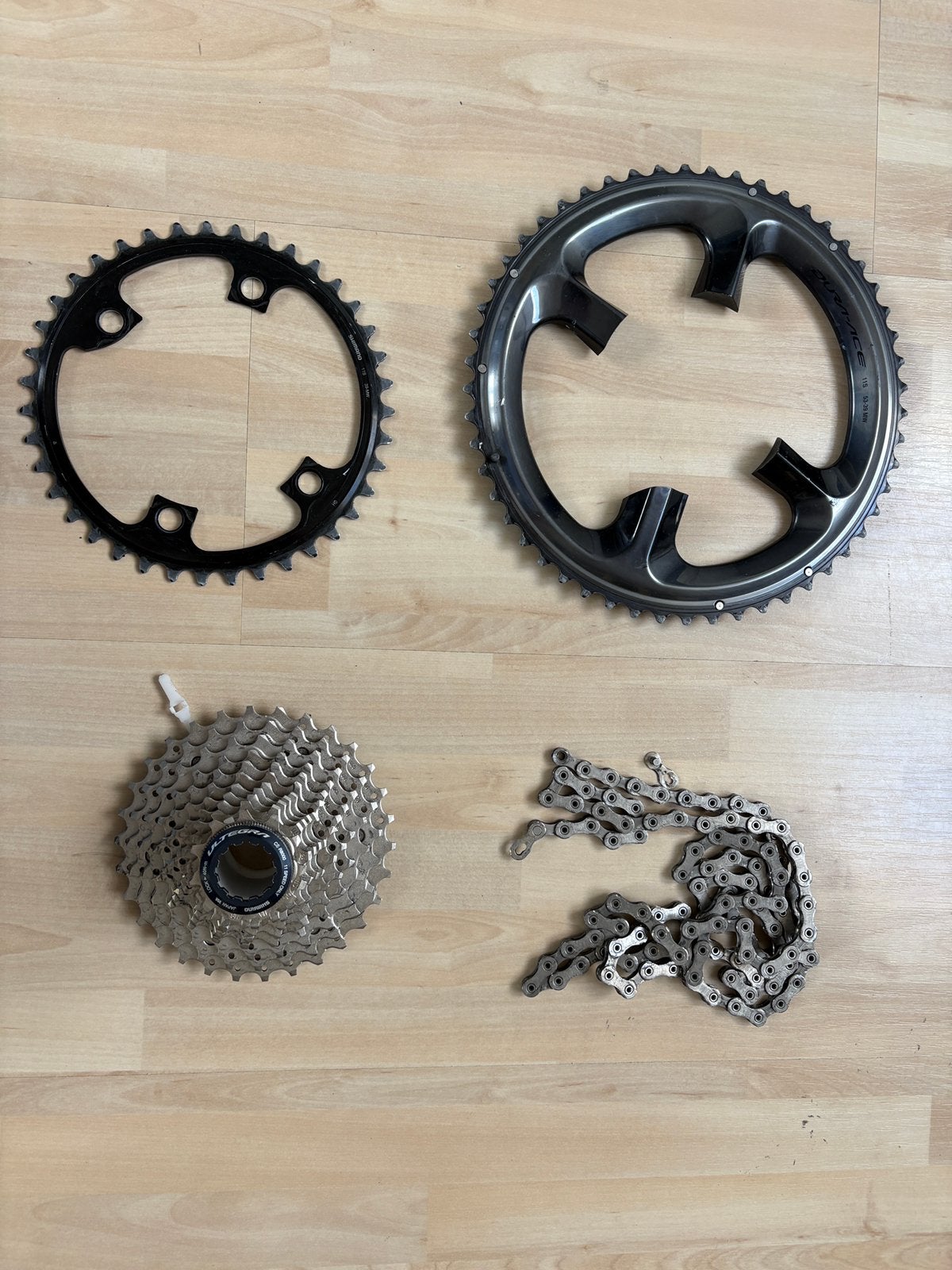 Shimano Dura Ace R9100 kettingbladen + cassette en ketting, Ophalen of Verzenden