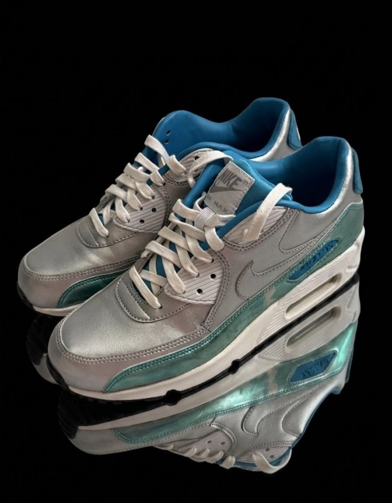 Zilver/Blauw Nike Air Max 90 maat 38,5, Blauw, Ophalen of Verzenden, Nike air max, Sneakers of Gympen