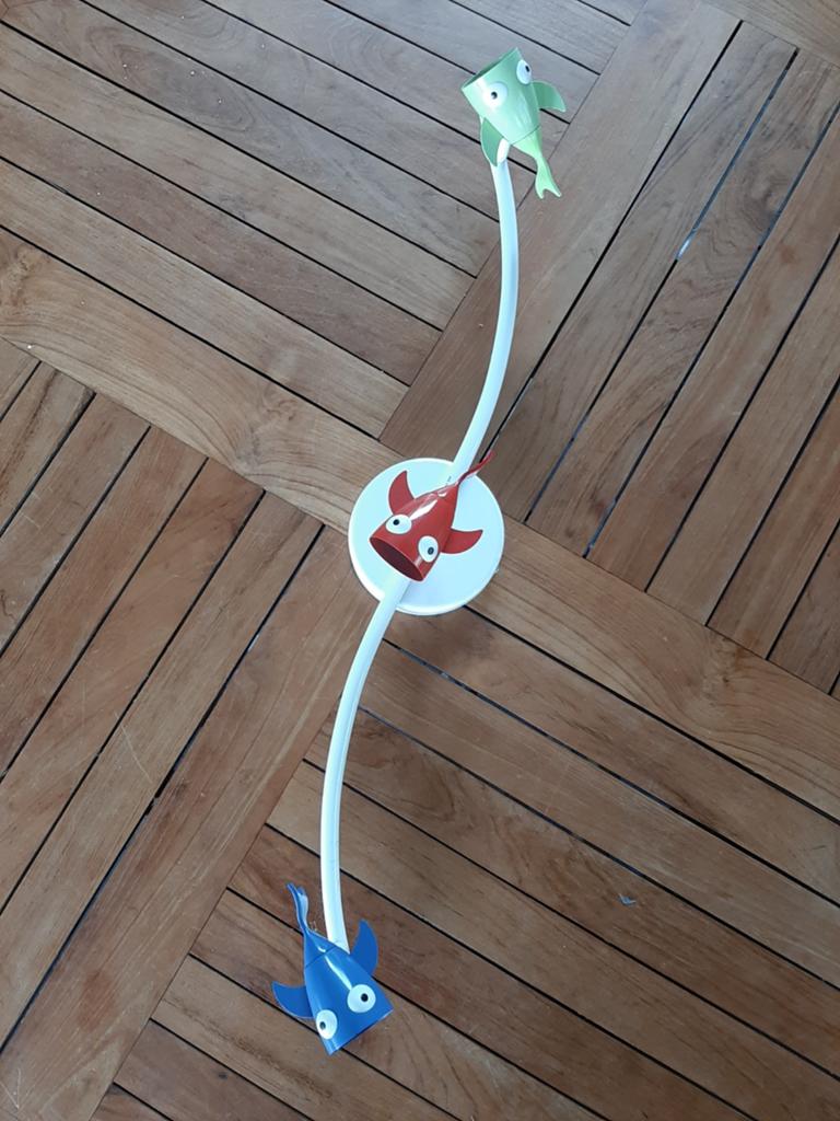 Plafondlamp vissen, Huis en Inrichting, Lampen | Plafondlampen, Ophalen, Gebruikt, Metaal
