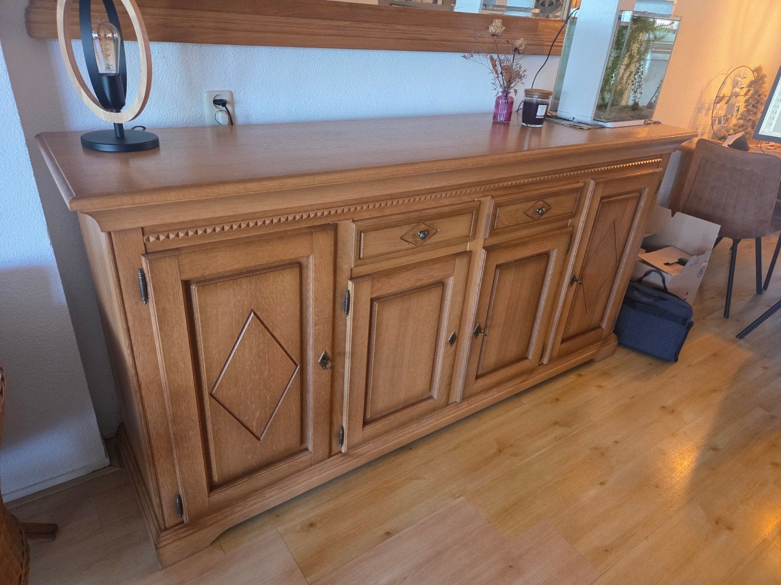 Houten dressoirkast - 205cm breed - Goede staat, Ophalen, Gebruikt, Met deur(en), 200 cm of meer