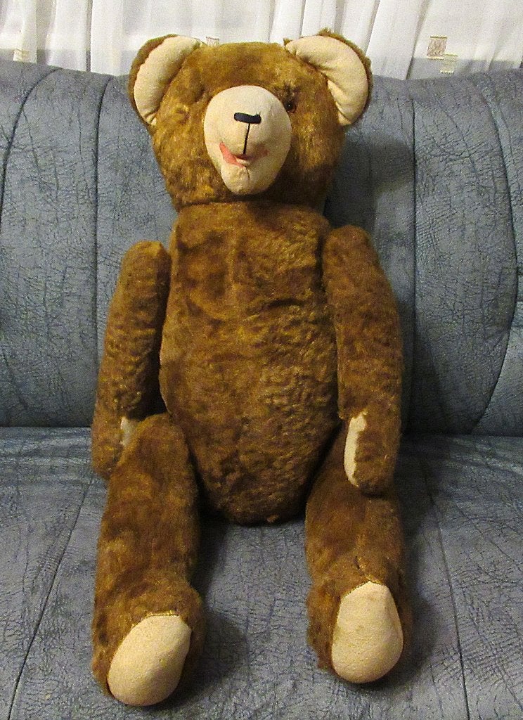 Vintage grote mohair teddybeer 84 cm uit de ca 1940-50 jaren, Verzamelen, Beren en Cherished Teddies, Ophalen of Verzenden, Gebruikt