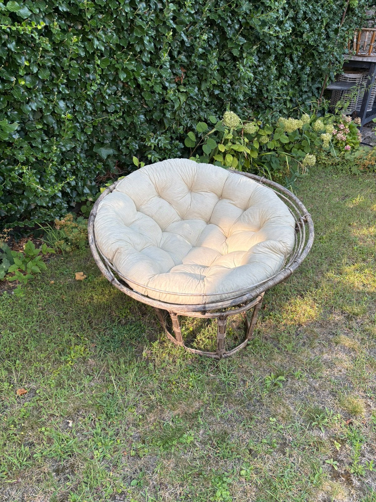Tuinstoel papasan, Ophalen, Gebruikt, Rotan
