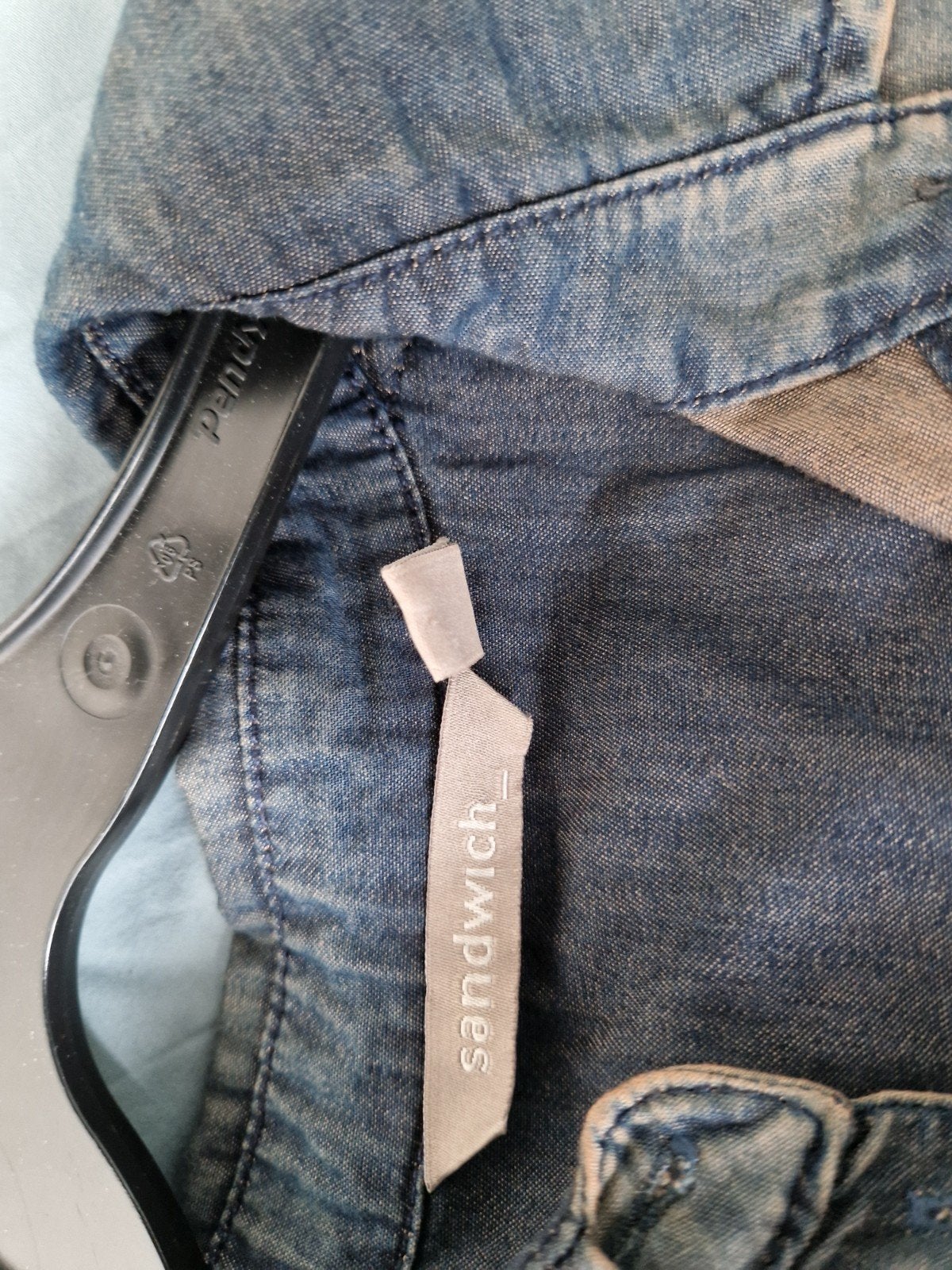 Sandwich, M, spijkerblouse, blauw/bruin, stretch, Maat 38/40 (M), Overige kleuren, Ophalen of Verzenden, Sandwich