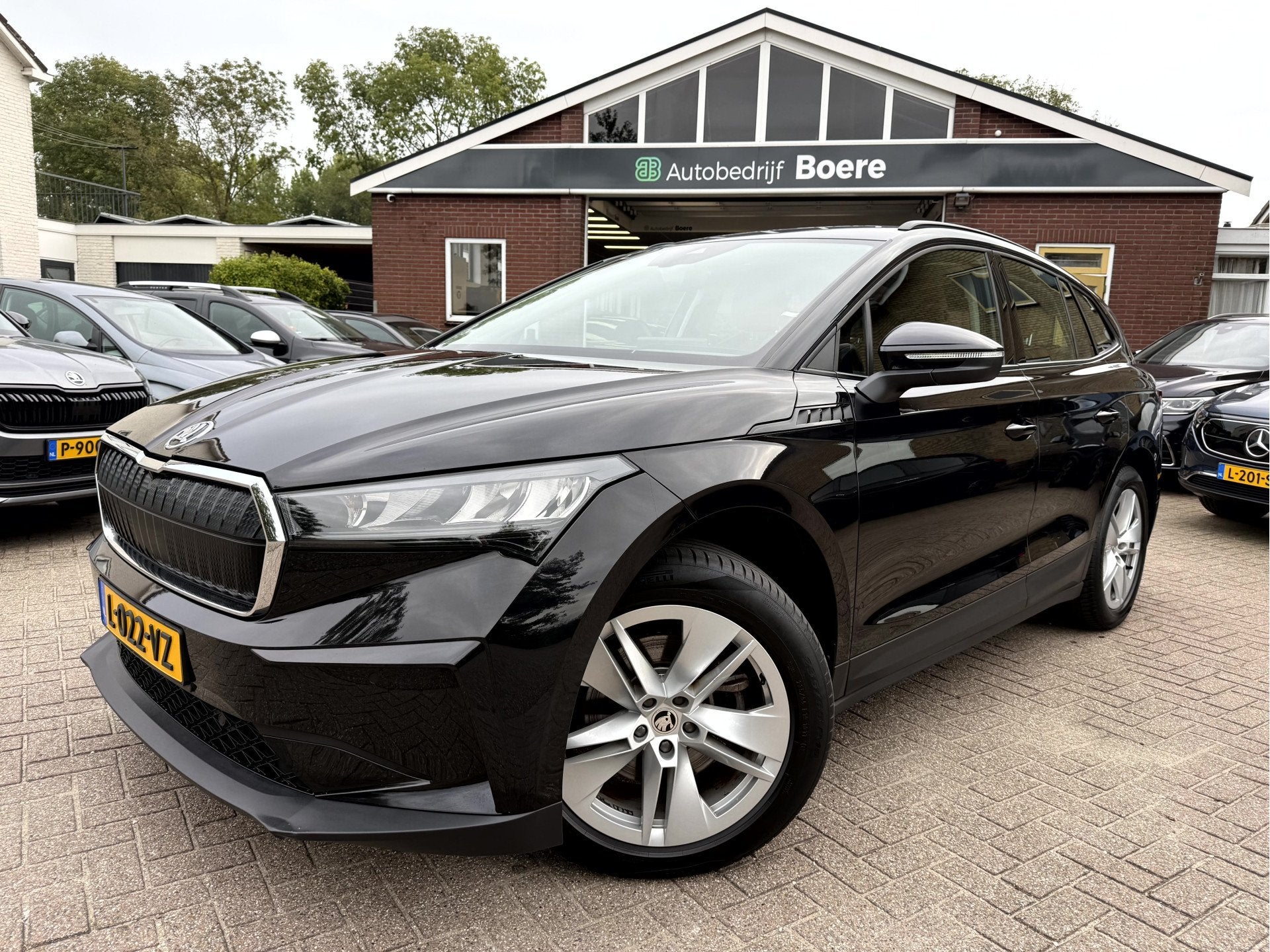 Skoda Enyaq iV 60 SOH 93.7%, Leer, Trekhaak Camera, Auto's, Automaat, 390 km, Achterwielaandrijving, Gebruikt