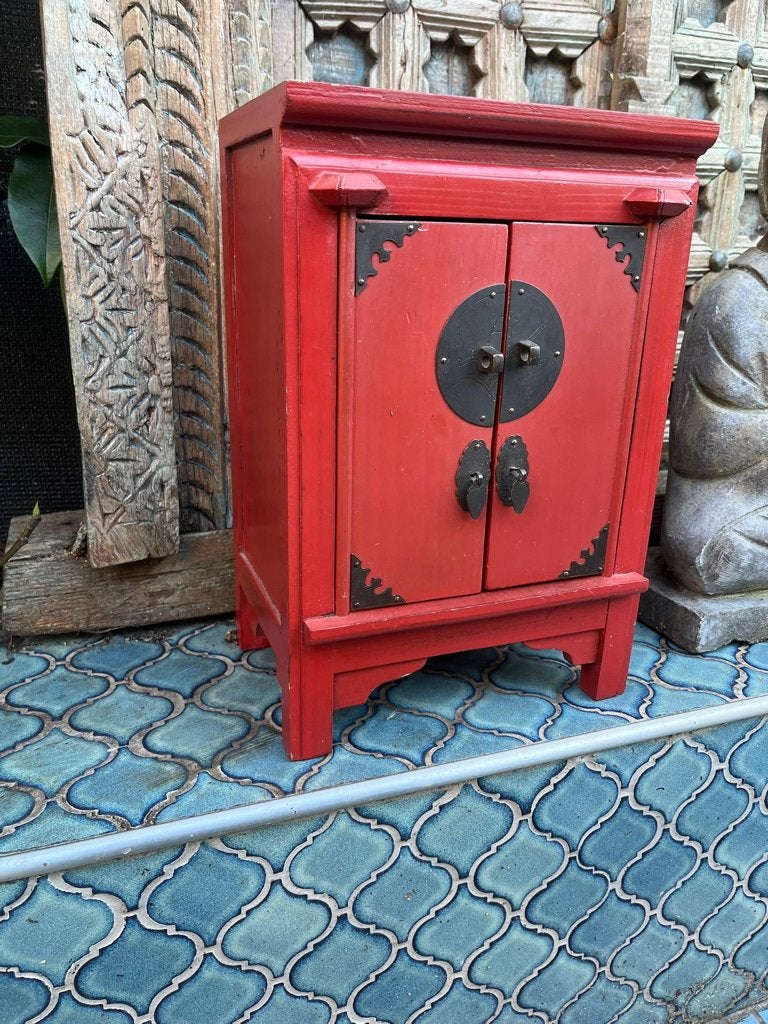 Chinees sieraden kastje in de vorm bruidskast uniek rood, Hout, Doos, Ophalen of Verzenden, China