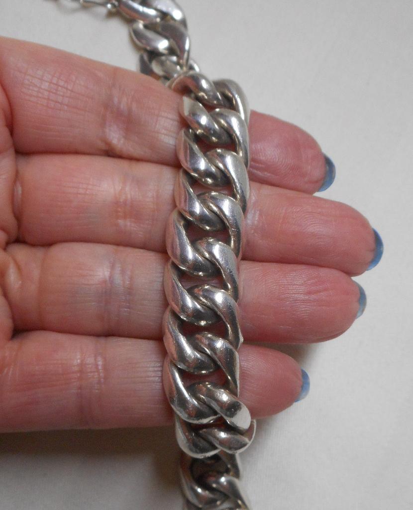 Zilveren massieve zware schakel armband nr.879, Verzenden, Zo goed als nieuw, Zilver, Zilver