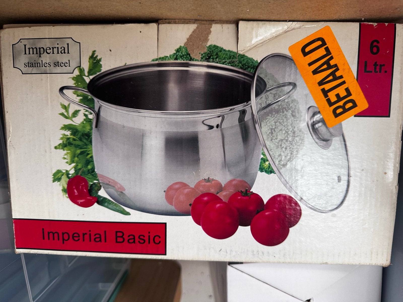 Imperial Basic RVS Kookpan 6 Liter met Deksel, Met deksel, Nieuw, Ophalen of Verzenden, Rvs