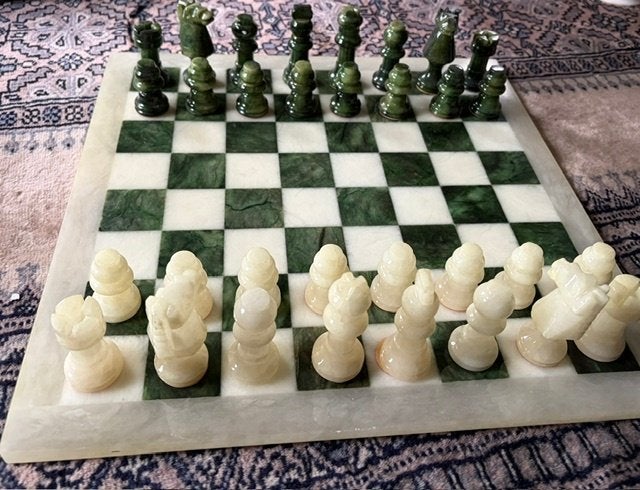 vintage schaakspel groen-wit onyx made in italy, Ophalen of Verzenden, Nieuw