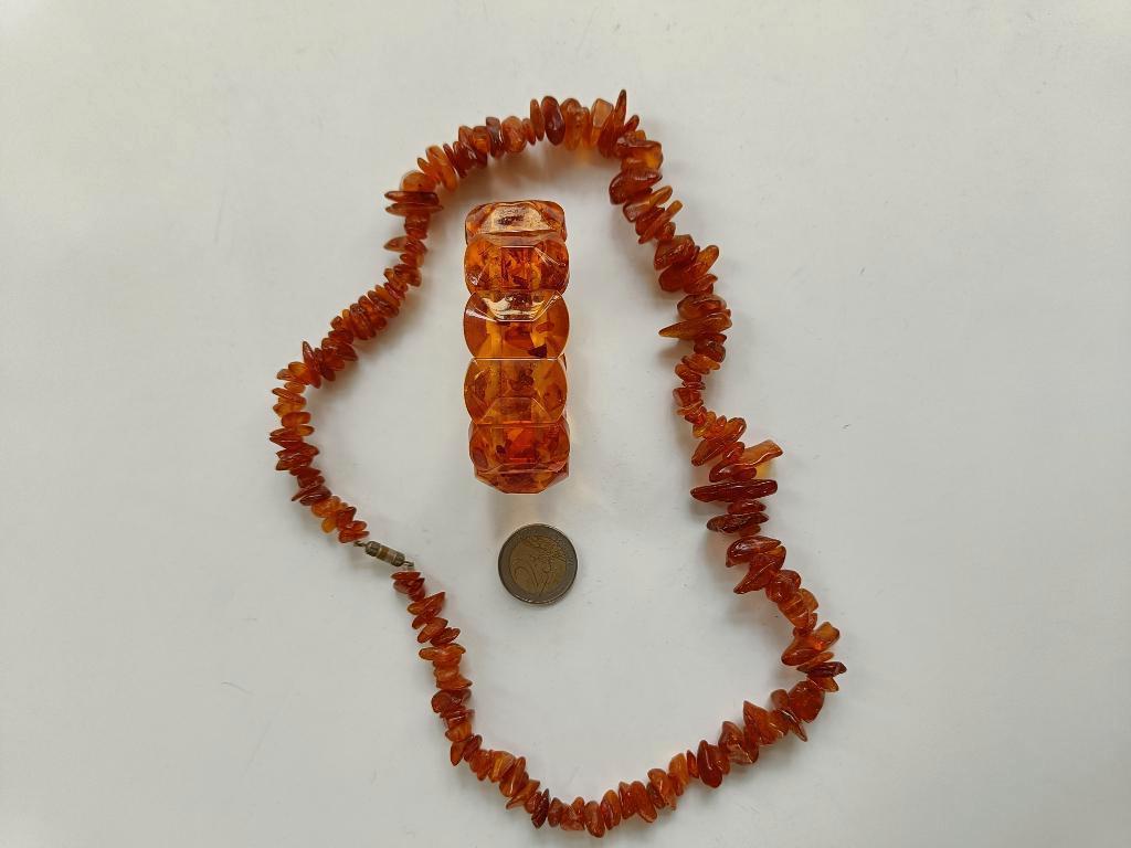 Ketting en armband barnsteen, Ophalen of Verzenden, Zo goed als nieuw, Overige kleuren, Steen of Mineraal