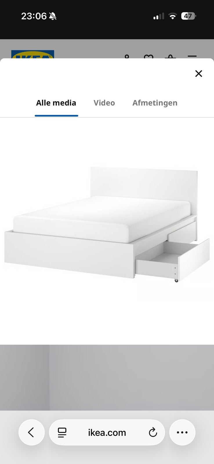 MALM ikea bed wit, Ophalen, Wit, Tweepersoons, 140 cm