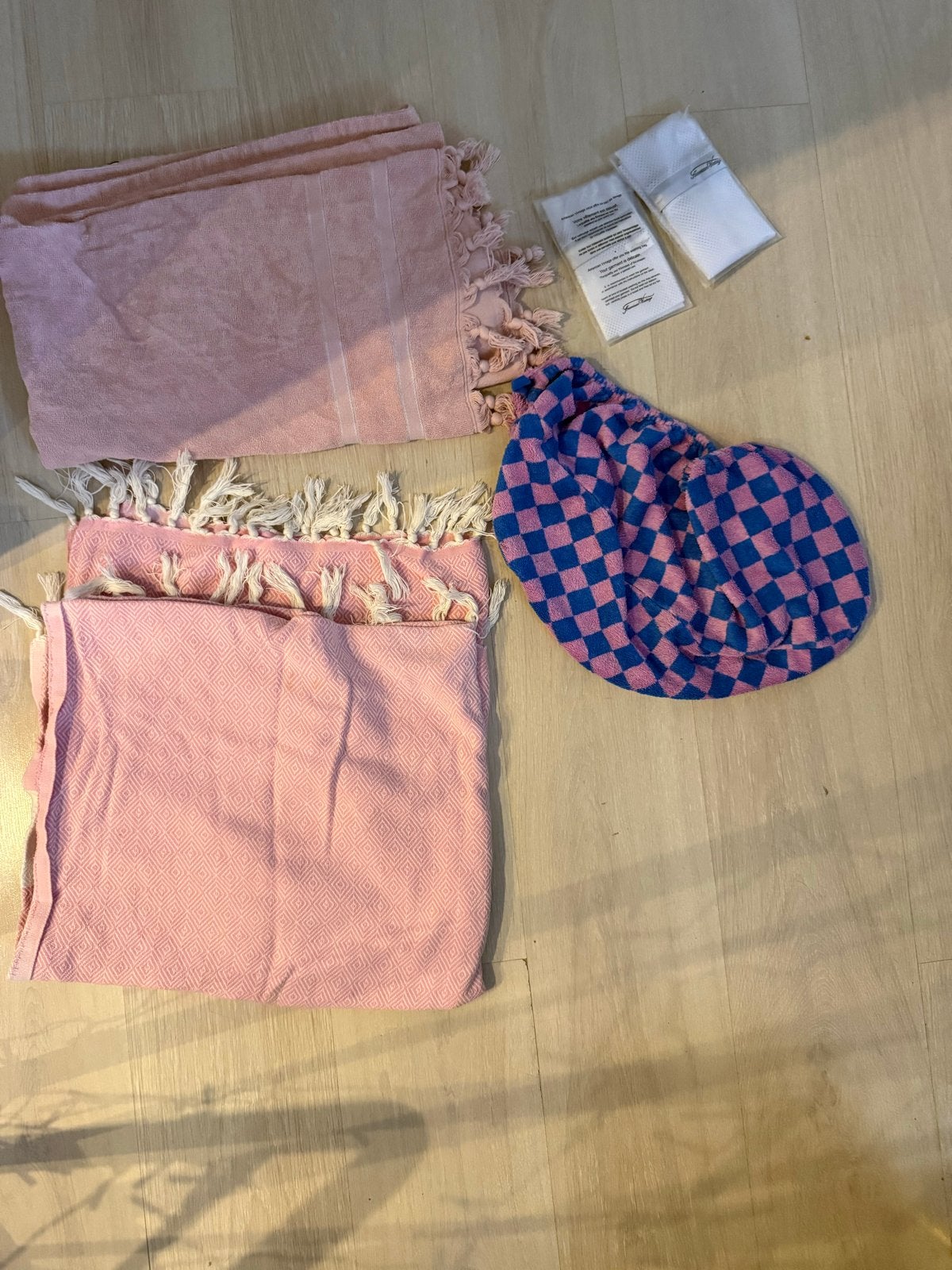 Hammamdoeken, haarhanddoek & waszakje American Vintage, Ophalen of Verzenden, Gebruikt
