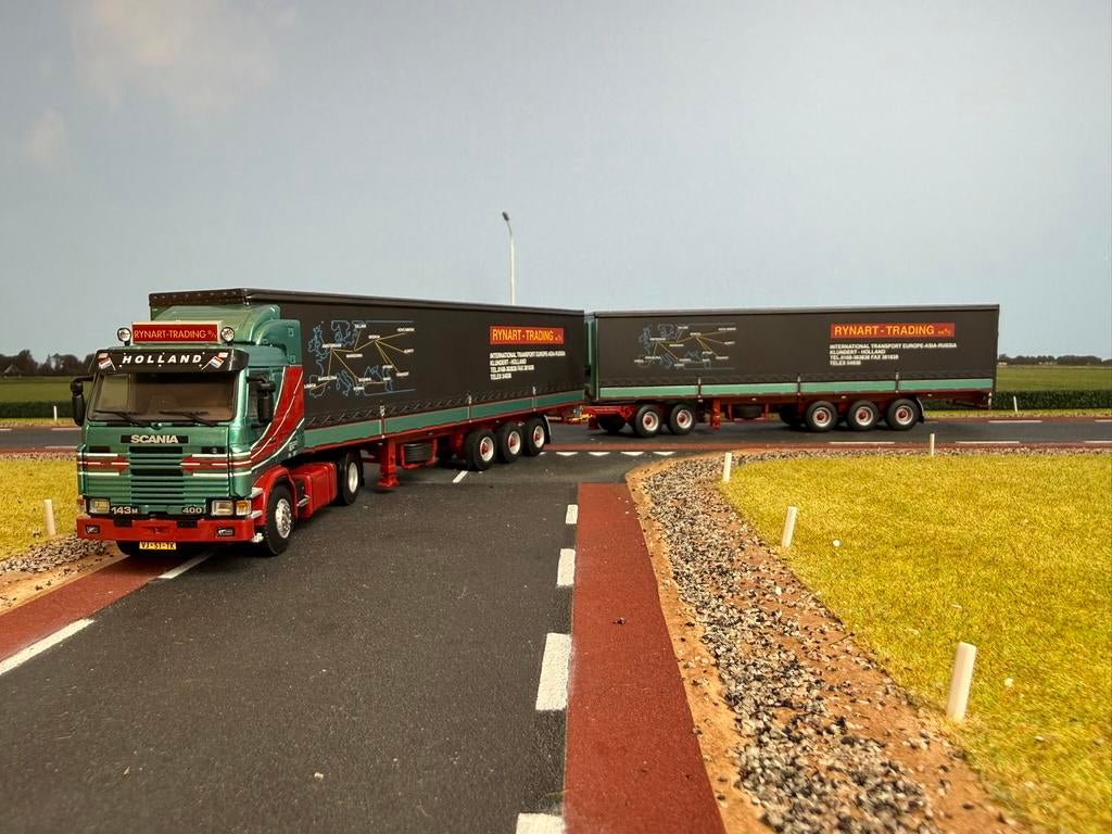 WSI Scania 143M400 4x2 roadtrain Rynart Transport 1:50, Ophalen of Verzenden, Zo goed als nieuw, Bus of Vrachtwagen, Wsi