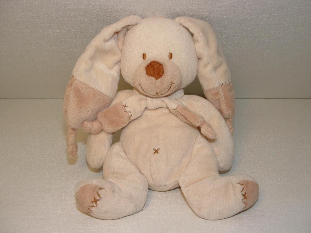NICOTOY KONIJN VELOURS ROOMWIT MET BEIGE SNUIT, Overige typen, Nieuw, Middelgroot (20 tot 80 cm), Wasbaar