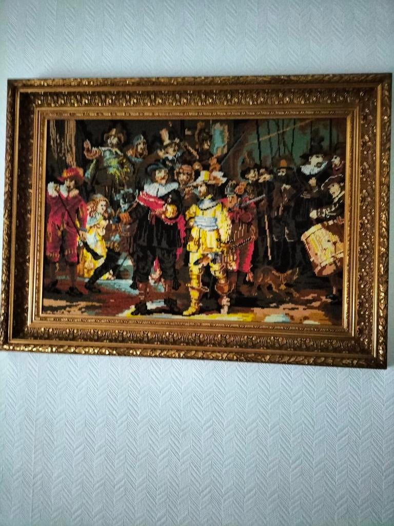 Geborduurd schilderij 'De Nachtwacht' van Rembrandt, Ophalen