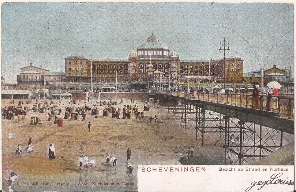 Scheveningen Gezicht op Strand en Kurhaus 1903 Trenkler, Ophalen of Verzenden, Voor 1920, Gelopen, Zuid-Holland