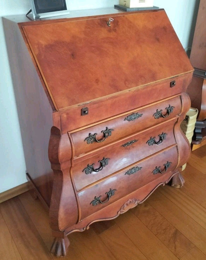 Secretaire wortelnoten klassiek barok Queen Ann stijl, Ophalen, Gebruikt, Barok klassiek