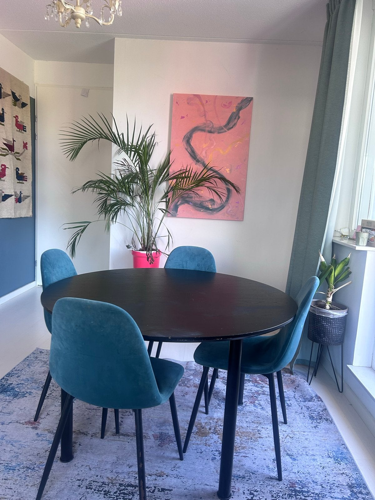 Woood tafelblad rond zwart, Ophalen, Gebruikt, 100 tot 150 cm, Rond
