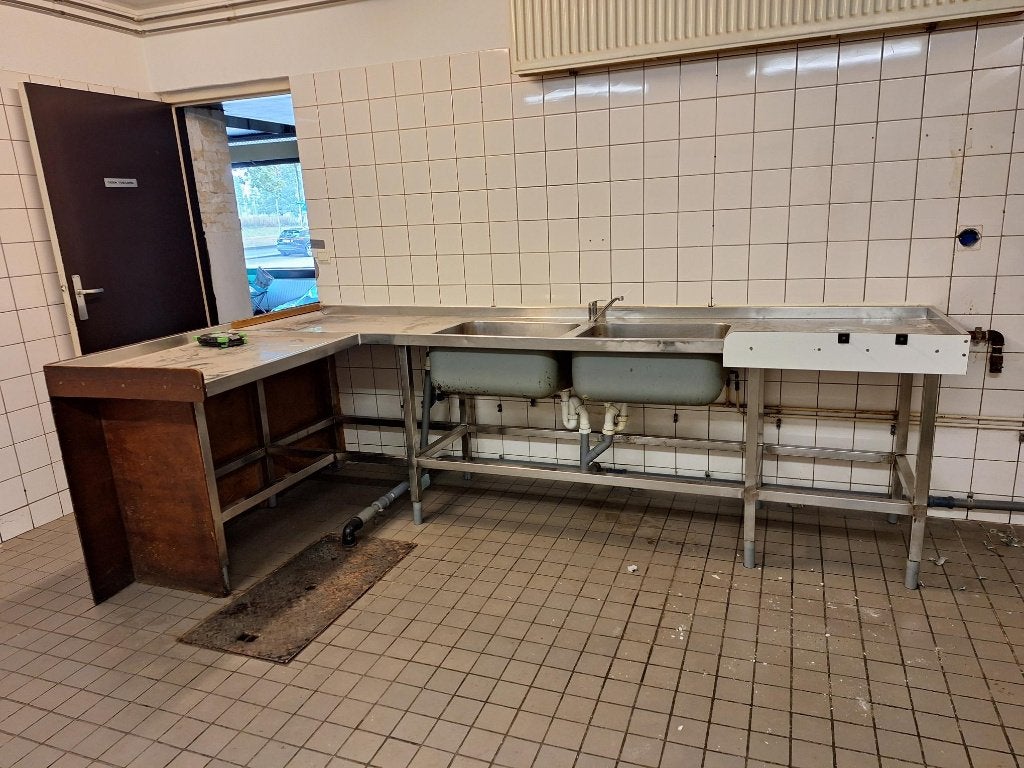 Rvs werkblad met spoelbak, Ophalen, Gebruikt, 200 cm of meer, Minder dan 100 cm