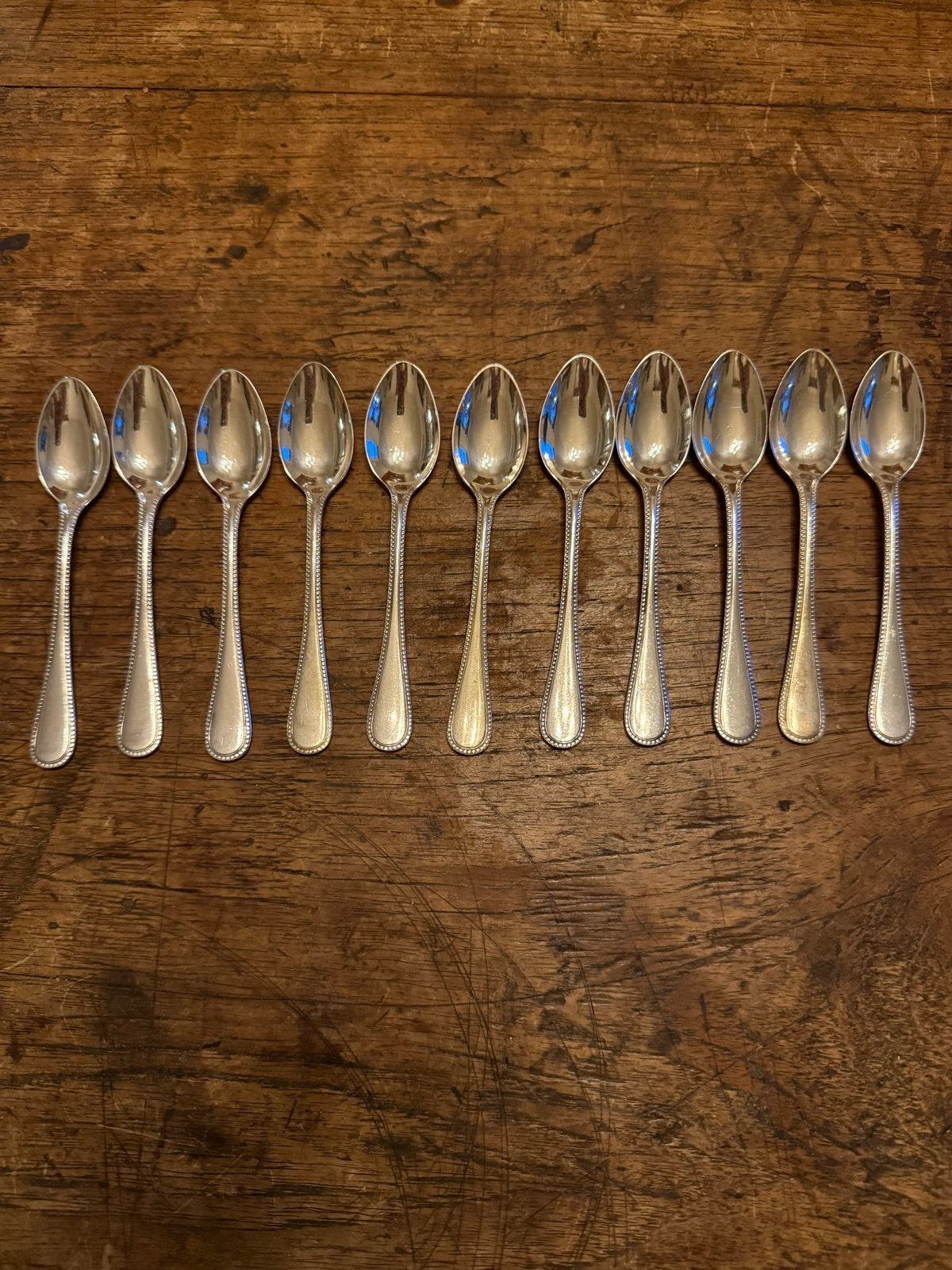 Set van 11 verzilverde lepeltjes, gemerkt DE HH 100, izgst, Ophalen of Verzenden