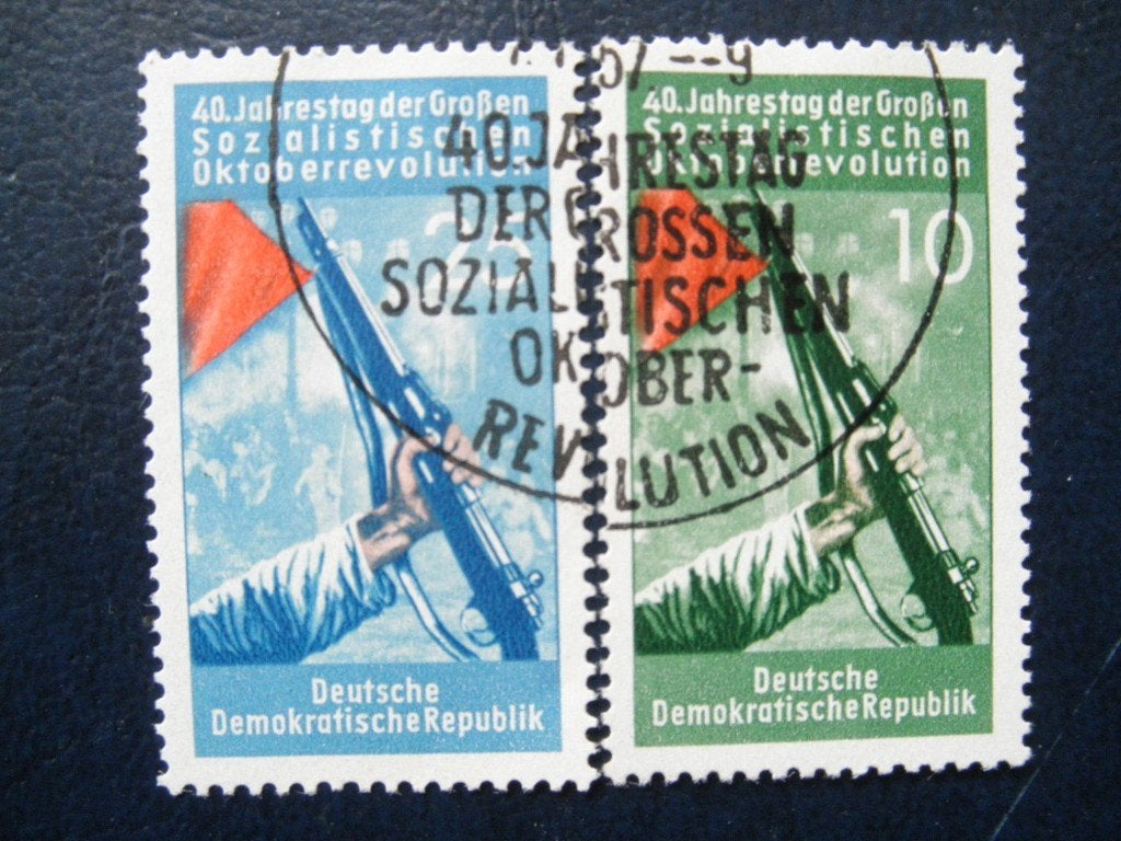 Postzegels DDR 1957 oktober revolutie - cw. 1,00., Ophalen of Verzenden, DDR, Gestempeld