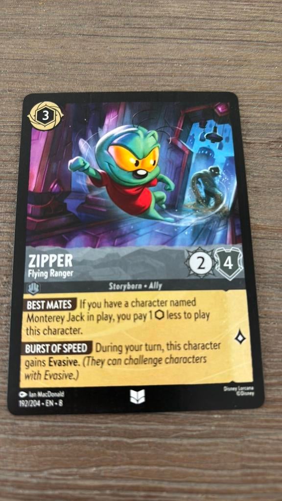 Disney Lorcana Zipper flying ranger 192-204 8JAF nonfoil, Ophalen of Verzenden, Zo goed als nieuw, Losse kaart