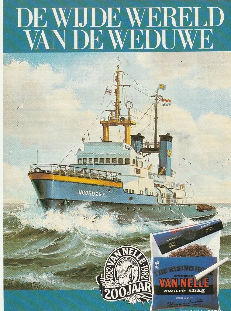 Retro reclame 1982 Van Nelle shag op schip Noordzee, Verzenden, Overige typen
