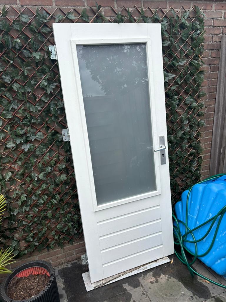 Hardhouten deur, Gebruikt, Deurkozijn, 150 tot 225 cm, Inclusief glas
