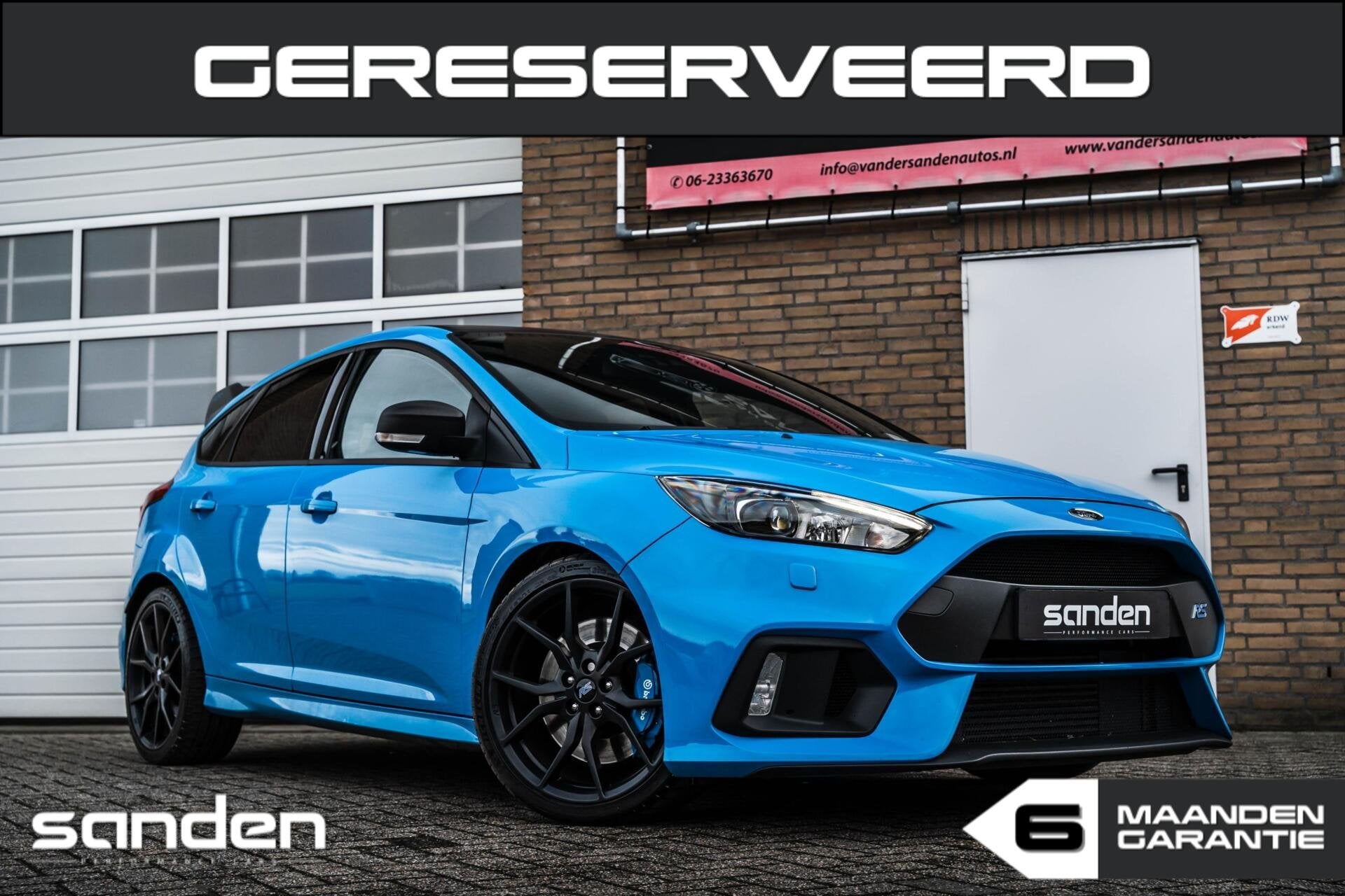 Ford Focus 2.3 RS LSD Blue & Black|Sony|Cam|CarPlay|Recaro, Auto's, Ford, Bi-Xenon koplampen, 4 cilinders, Blauw, 2300 cc