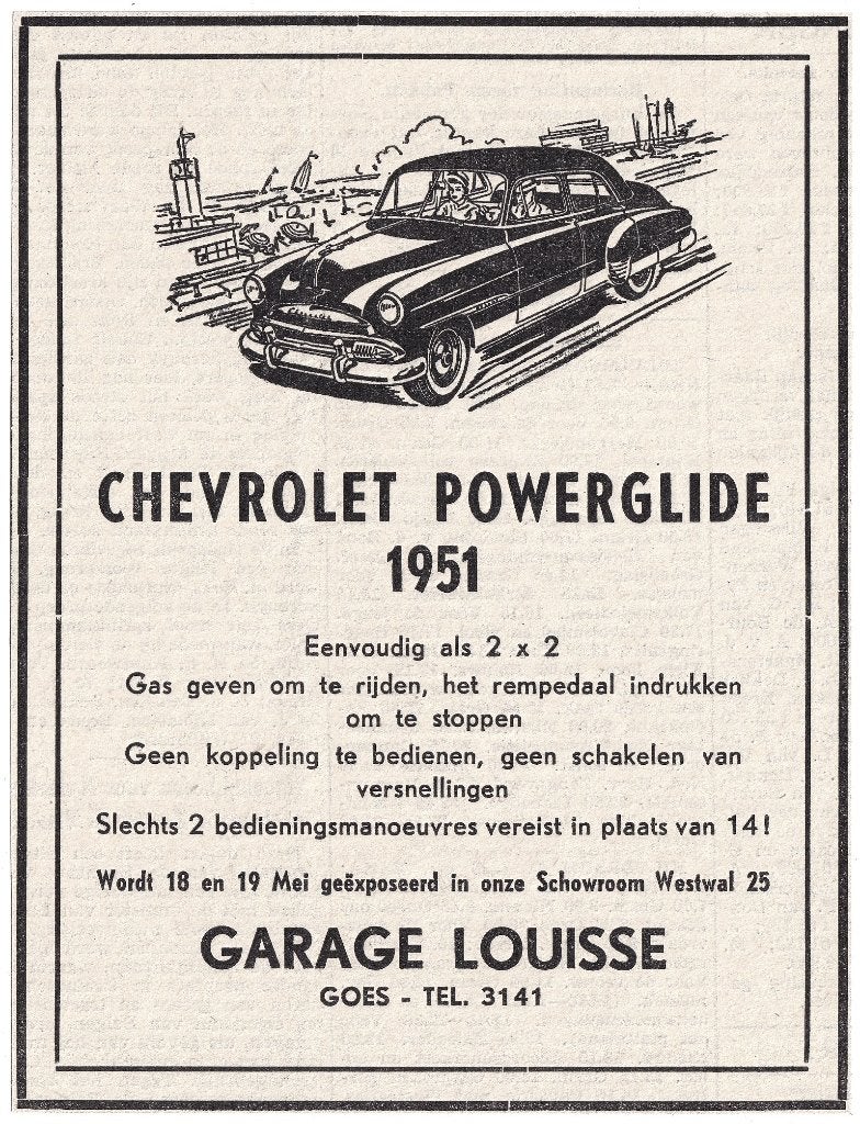 Reclame 1951 - Garage Louisse Goes Chevrolet Powergilde Auto, Ophalen of Verzenden, Gebruikt, Overige typen