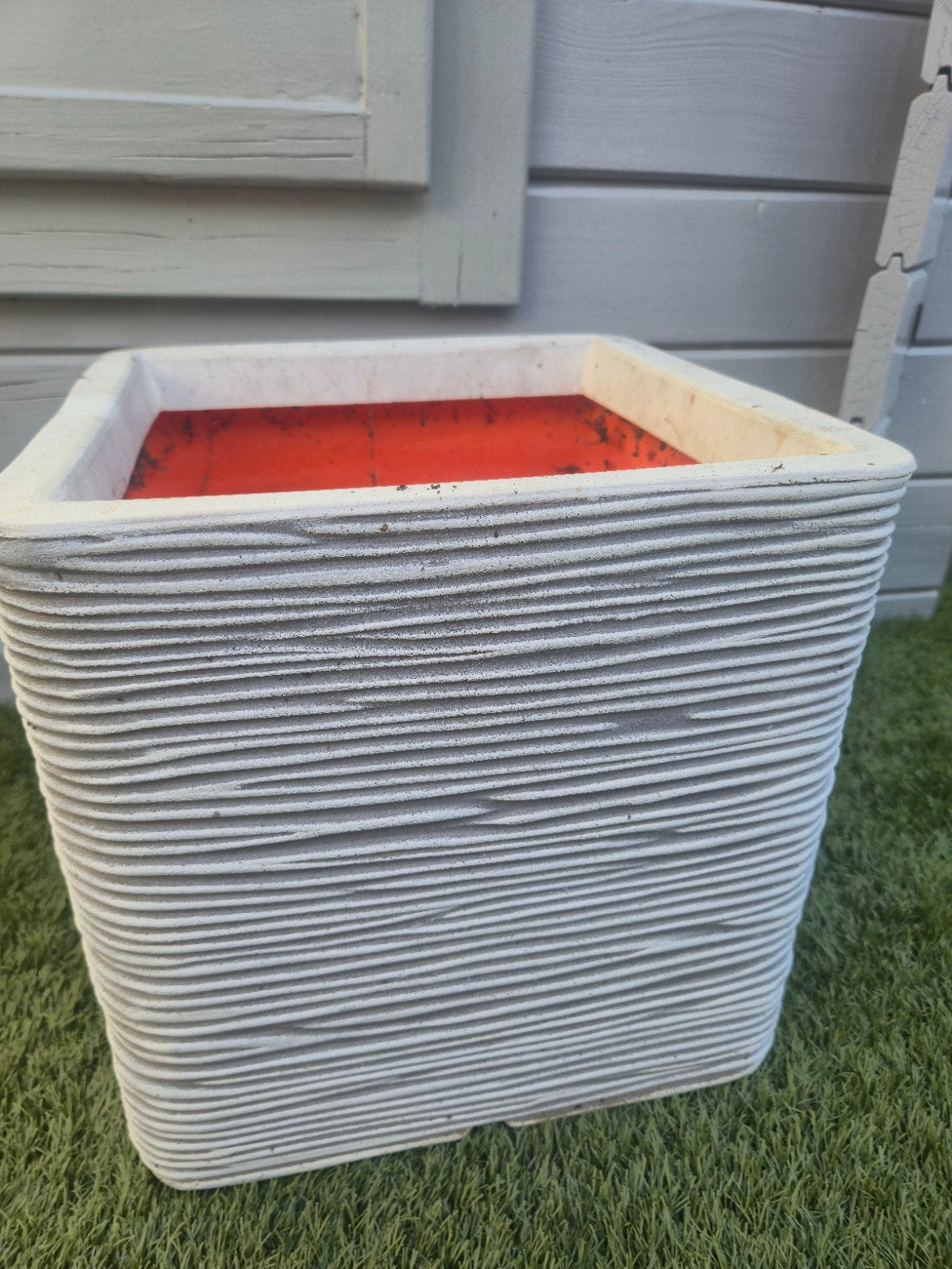 Twee Capi Bloempot vierkant Rib - 30x30 - Ivoor - 23 liter, Ophalen, Kunststof, Gebruikt, Vierkant