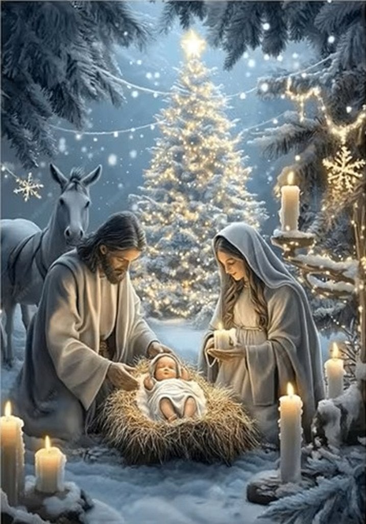 50x40cm Diamond Painting kerst stal (rond) nr 91, Nieuw, Meerkleurig, Ophalen of Verzenden, Overige materialen