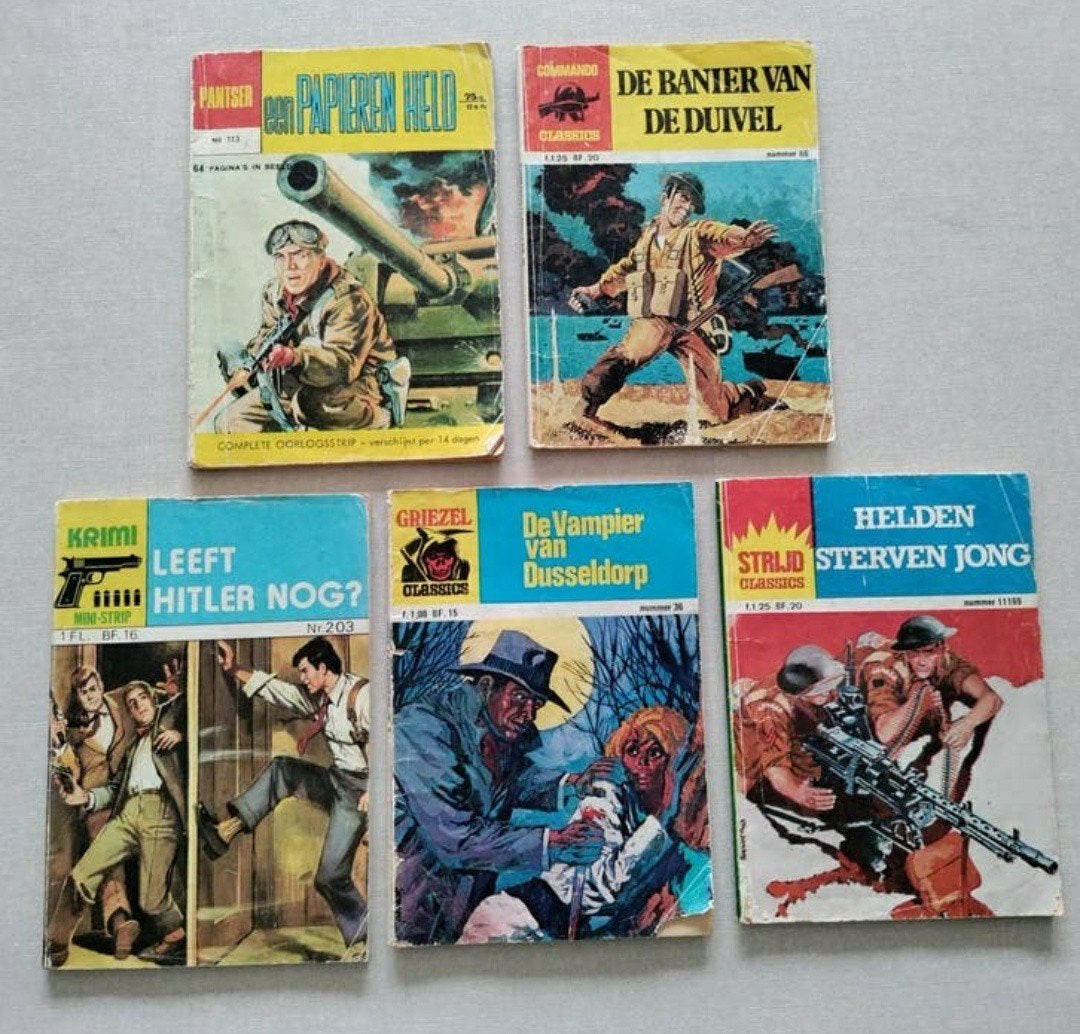 Griezel,Commando,Pantser,Krimi,Strijd,pockets,Classic,1970, Meerdere stripboeken, Ophalen of Verzenden, Gelezen