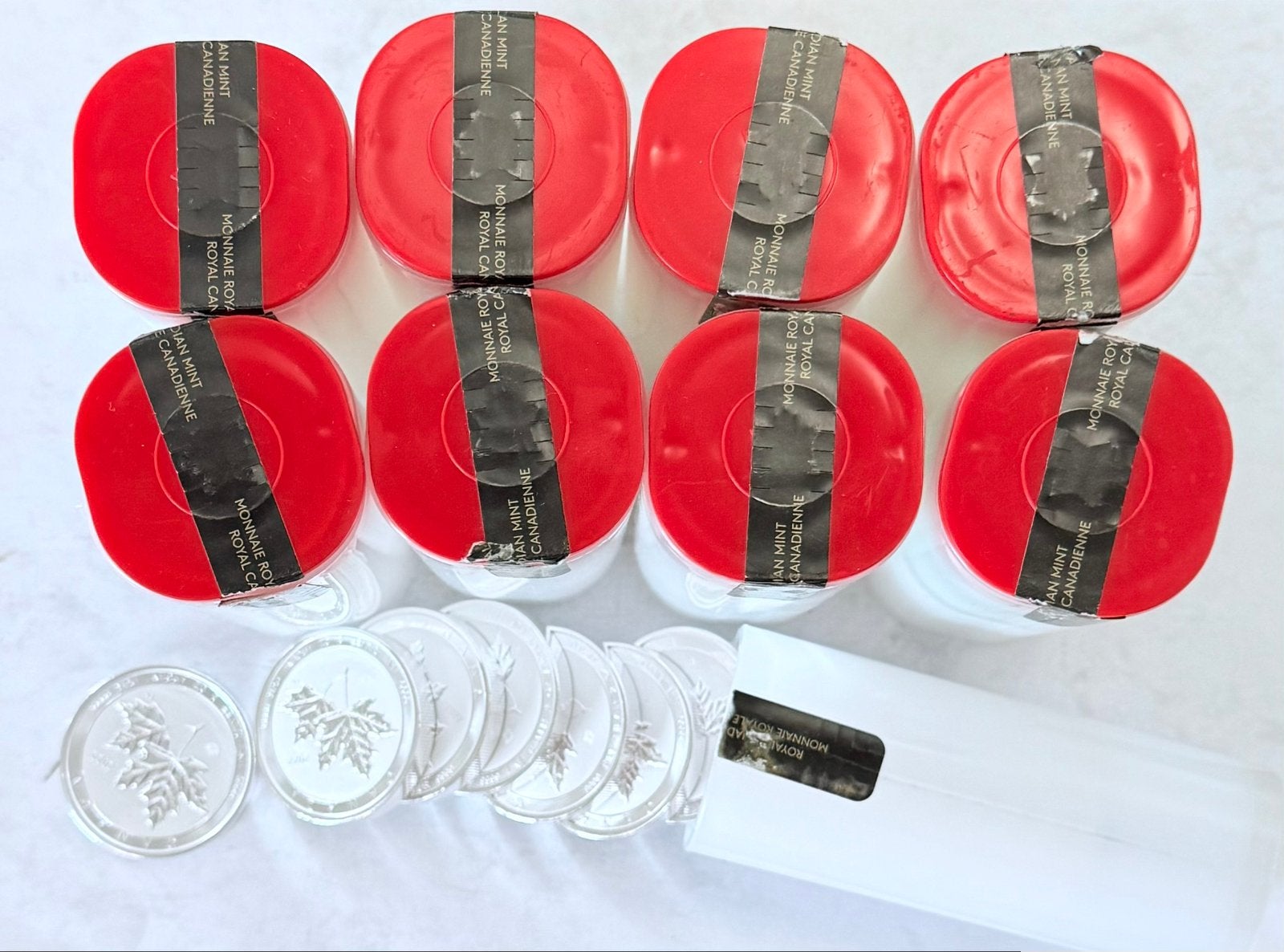 14x 2oz 2022 (Tube) Canadian / Twin Maple 999 zilver, Ophalen of Verzenden