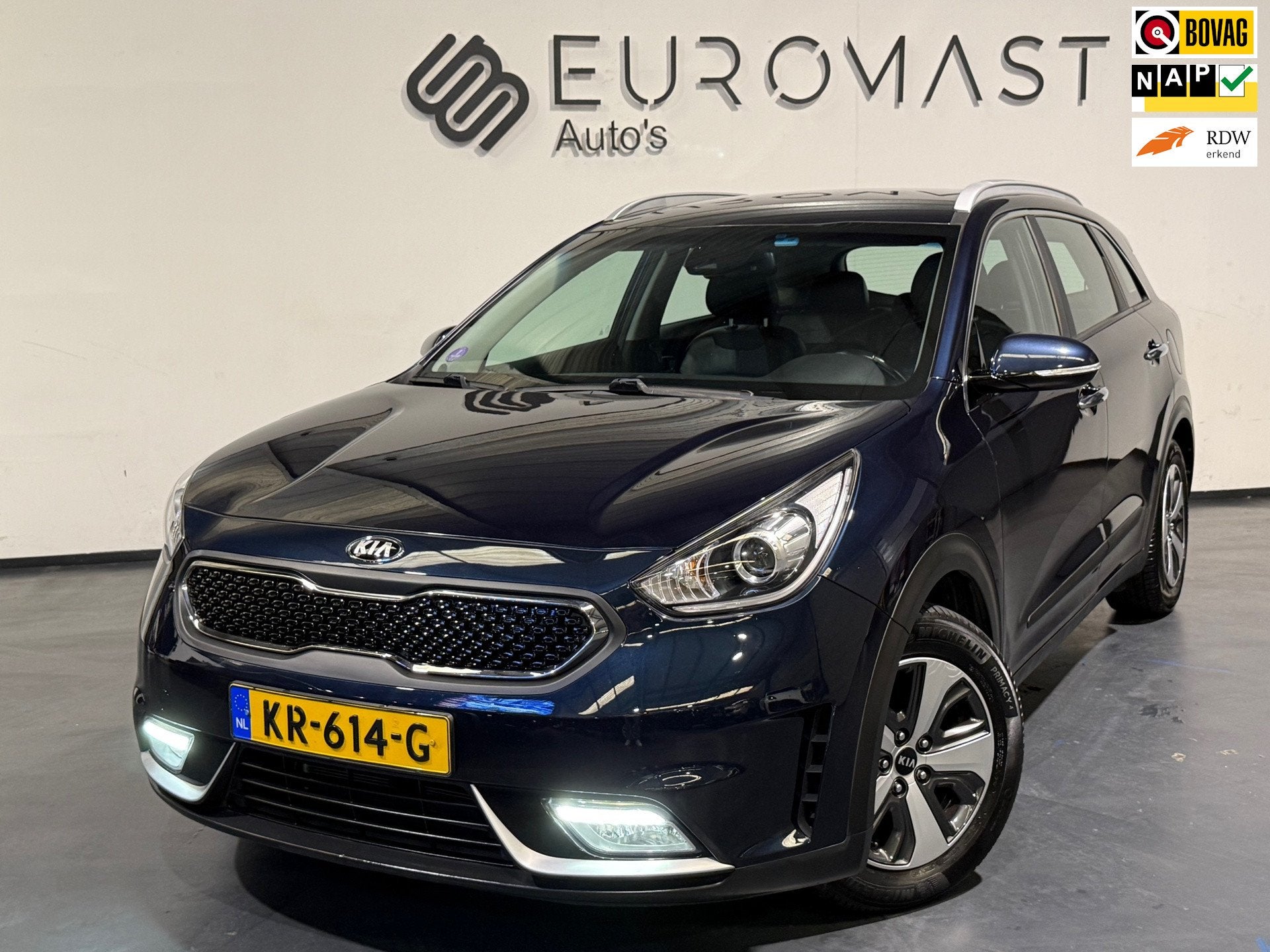Kia Niro 1.6 GDi Hybrid First Edition Navi Cruise Airco Came, Auto's, Dealer onderhouden, Gebruikt, Euro 6, Blauw