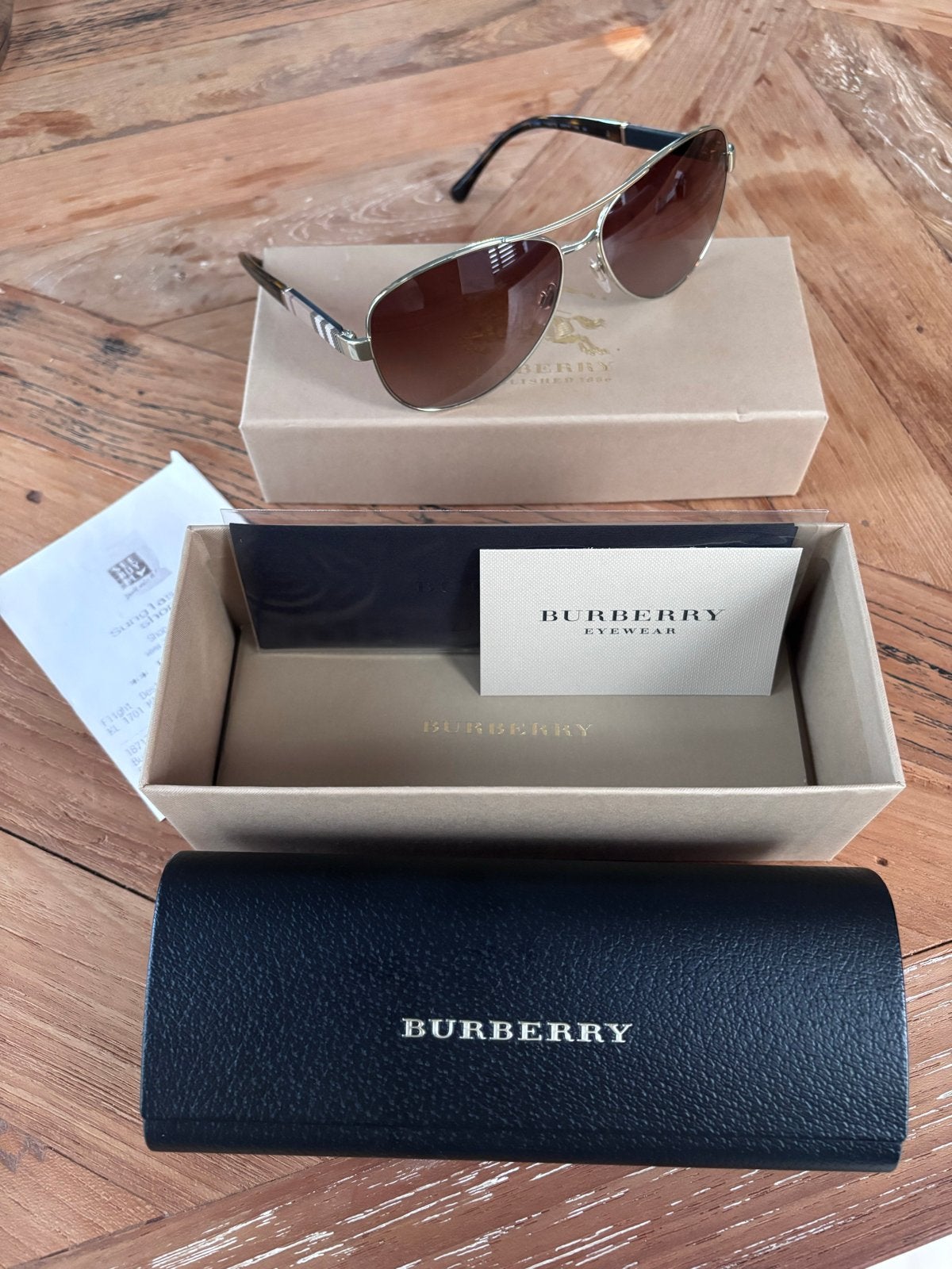 Burberry aviator Zonnebril OBE3080 - nieuw, Overige merken, Zonnebril, Bruin, Nieuw