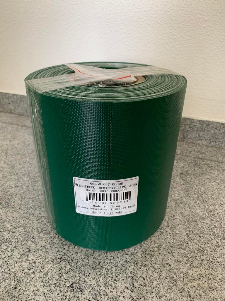Vlechtwerk groen 19cm x 35m incl clips, Tuin en Terras, Gaas en Draad, Ophalen of Verzenden, Nieuw, 20 meter of meer, Overige typen
