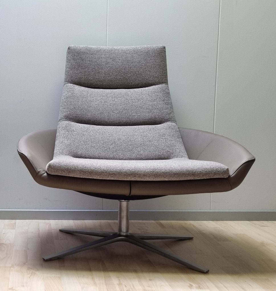 Montis Hugo draaifauteuil refurbished - nieuw leer en stof, Leer, Nieuw, 75 tot 100 cm, Ophalen of Verzenden