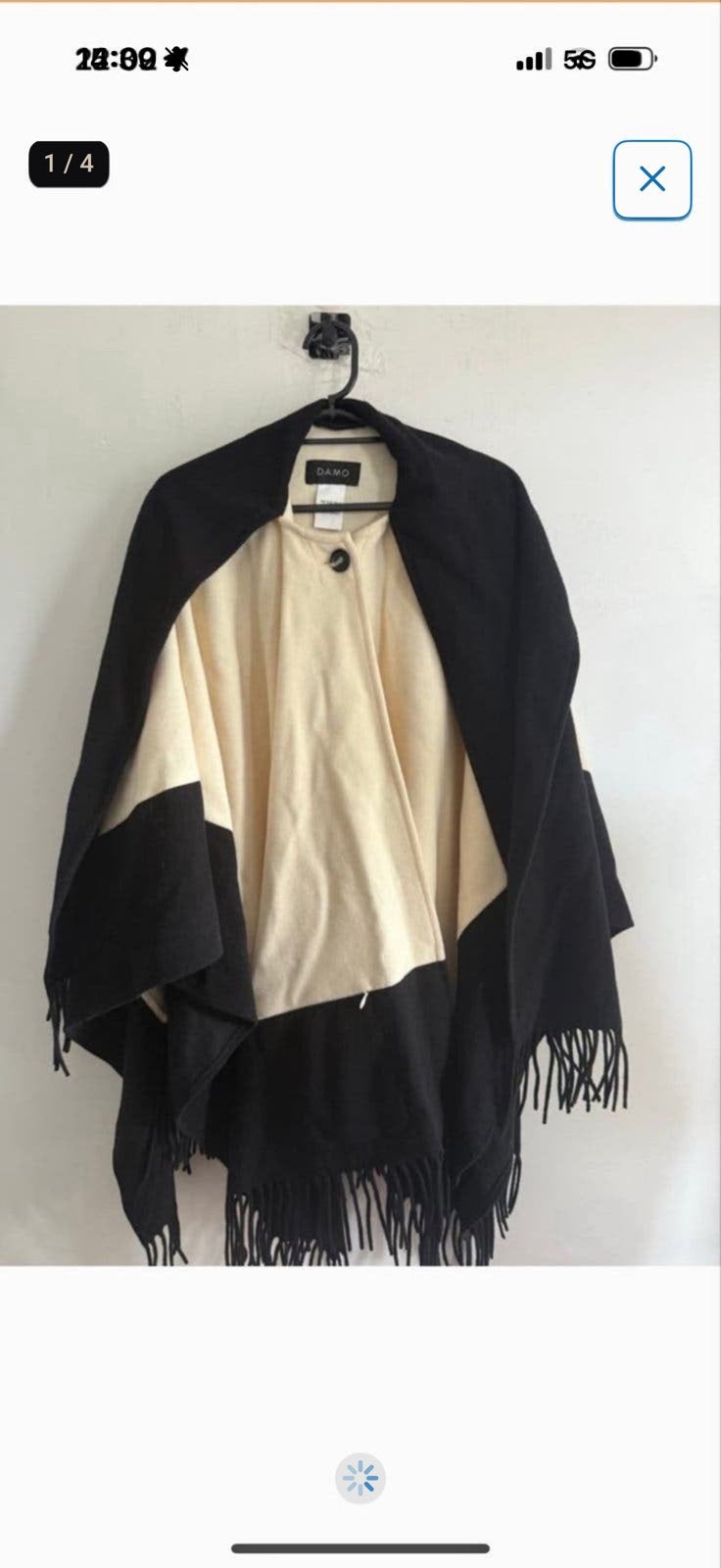 Damo Poncho Zwart/Beige One Size, Kleding | Dames, Jassen | Zomer, Ophalen of Verzenden, Zo goed als nieuw, Maat 46/48 (XL) of groter