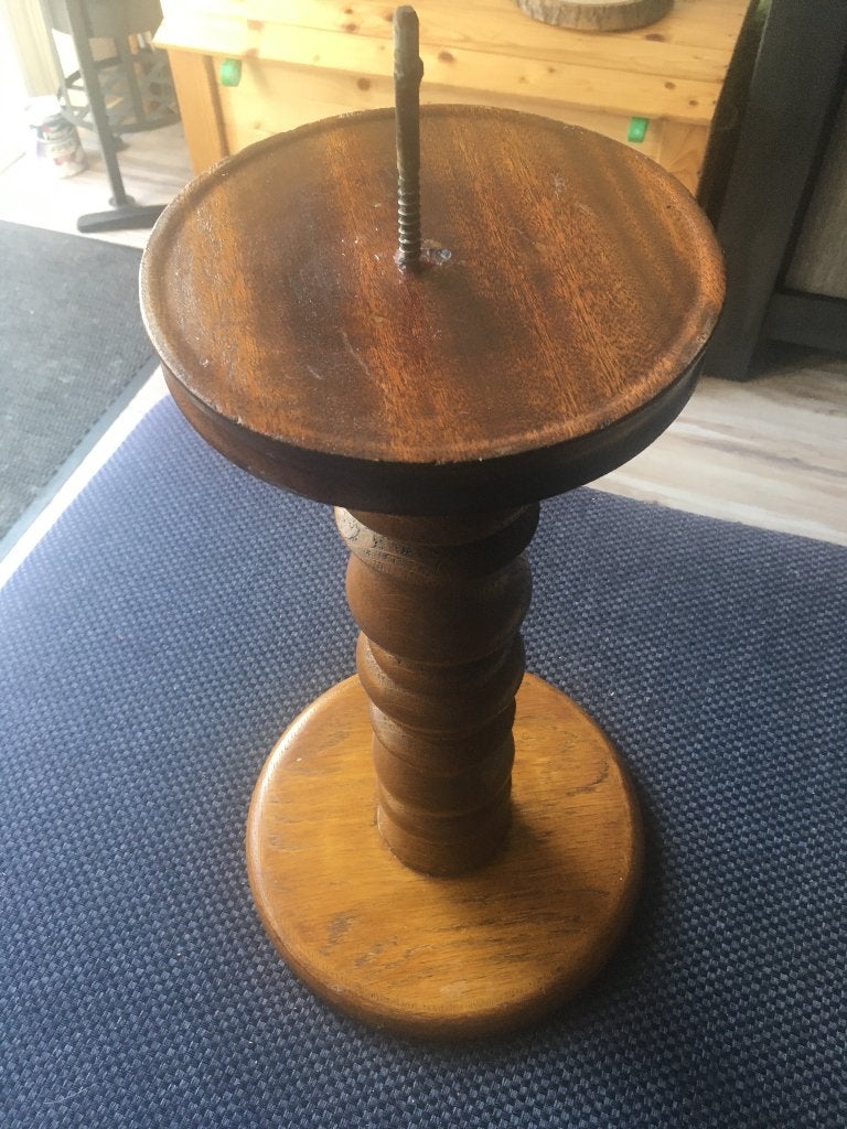 zware eiken houten kandelaar 45 cm hoog, Gebruikt, Bruin, Overige merken, Ophalen of Verzenden