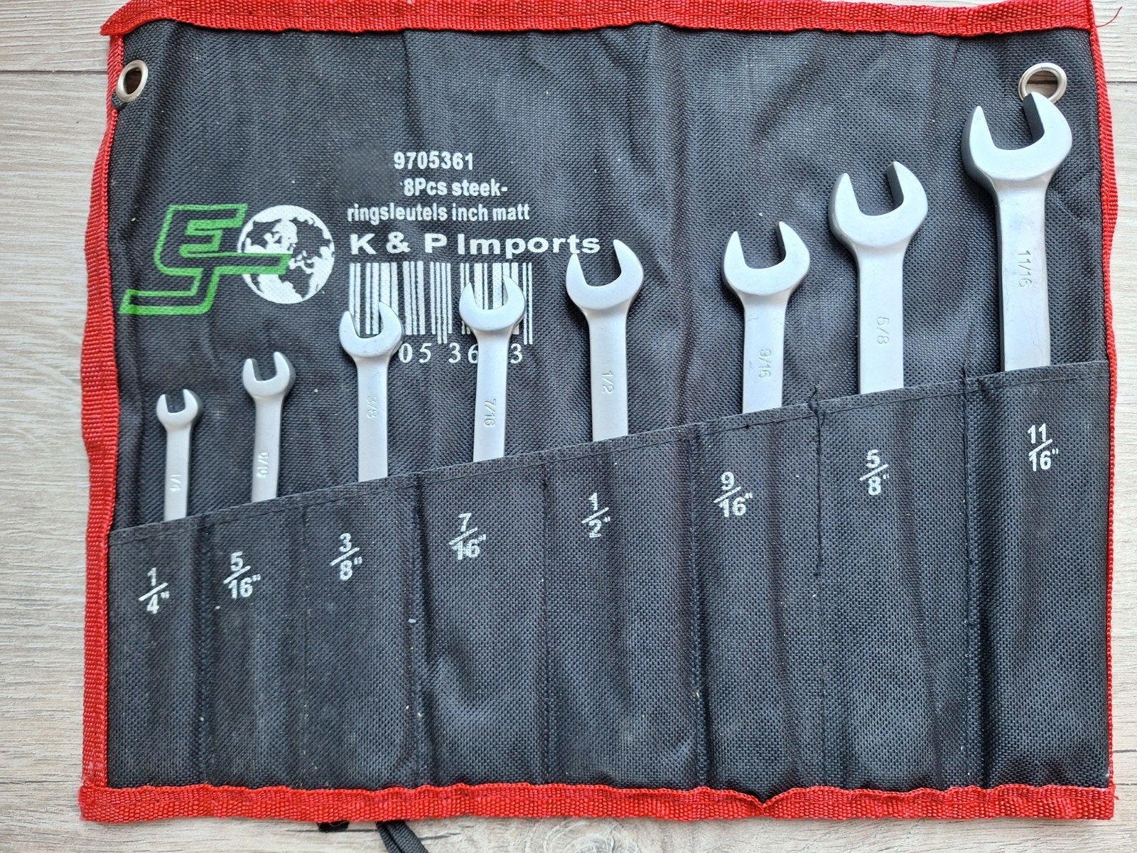 K&P Imports 8-delige Steekringsleutelset Inch Matt, Ophalen of Verzenden, Gebruikt, Sleutel/ratel, Overige merken